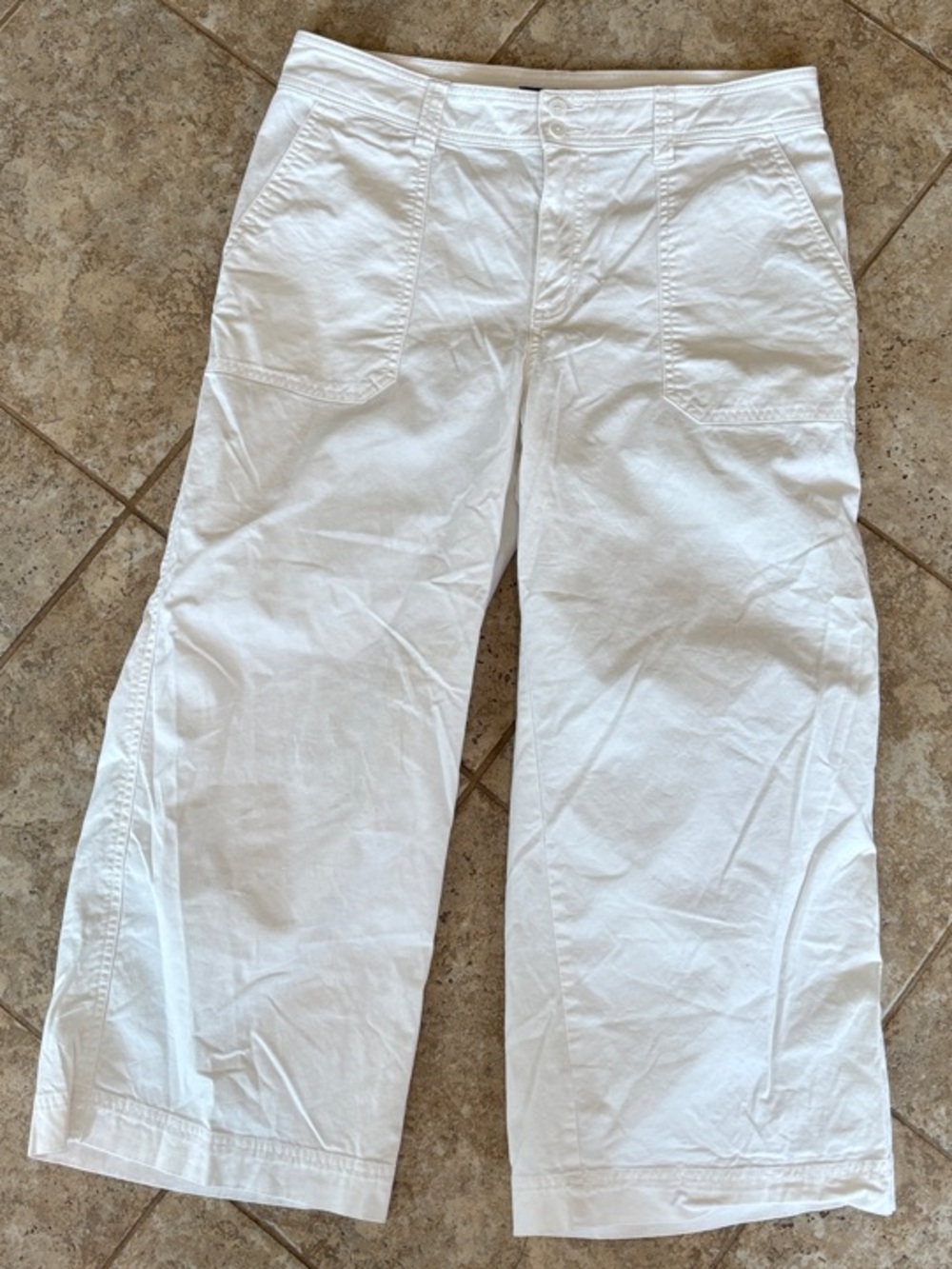 Chaps White Wide-Leg Cropped Pants Sz 10‎